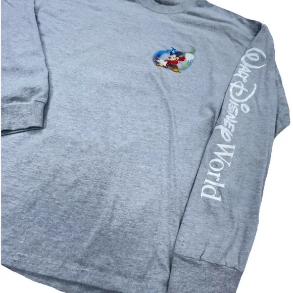 Disney Shirt Men Large Gray Tee Mickey Fantasia Long Sleeve Spell Out Retro * - Picture 7 of 13